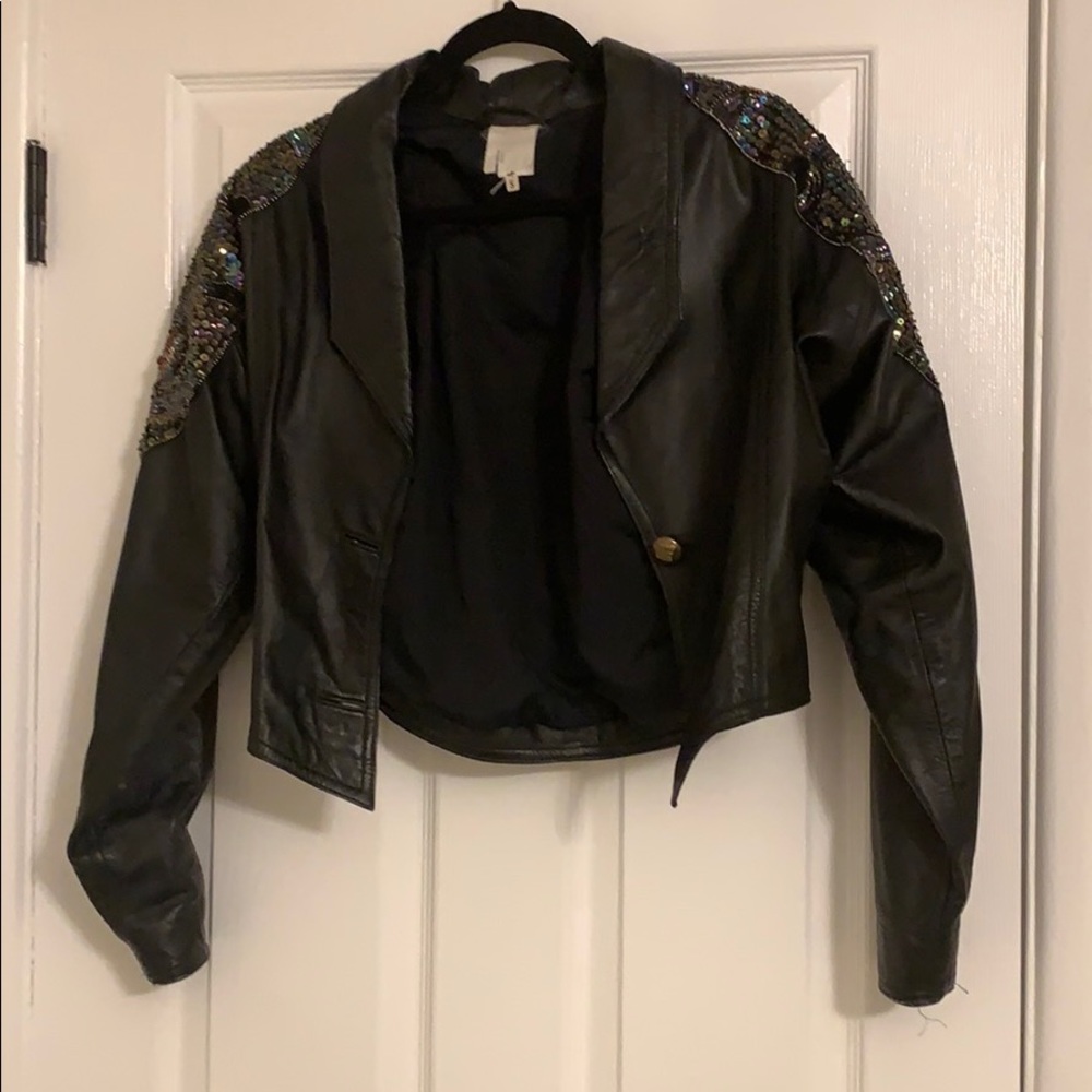 Vintage 80’s black leather detailed jacket